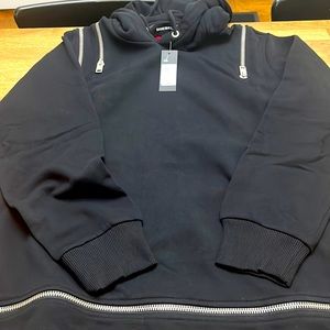 New Diesel Black Hoodie w/ zip chrome features